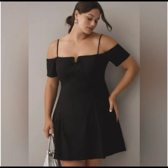Maeve Anthropologie Black Bow Off Shoulder Mini Dress - Picture 3 of 3